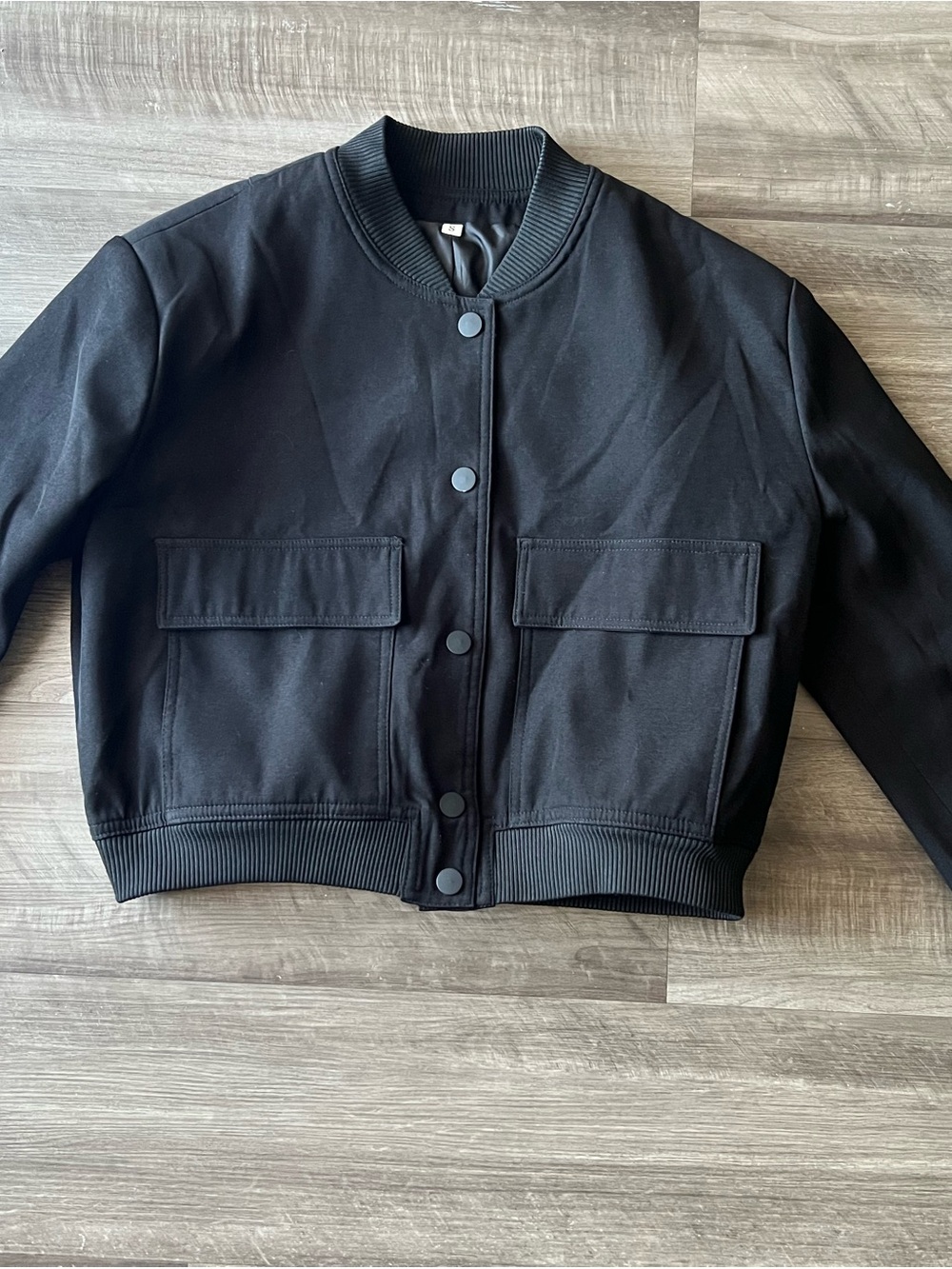 Amazon Black Women's Bomber Jacket with Flap Pockets